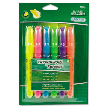Ticonderoga® Emphasis Desk Style Highlighters, Assorted Ink Colors, Chisel Tip, Assorted Barrel Colors, 6-set freeshipping - TVN Wholesale